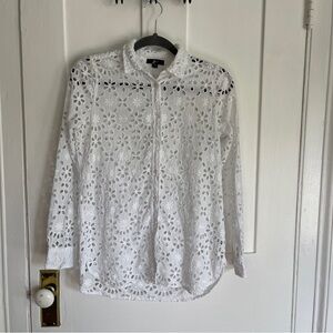 J. Crew Eyelet Blouse. Button Down. White. Size 4